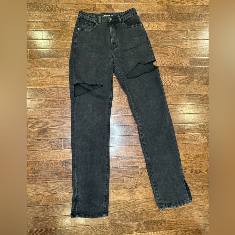 Distressed Black Denim Jeans